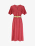 Robe longue uni manches courtes - Framboise - 5