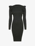 Robe côtelée à épaules volantées - Noir - 5