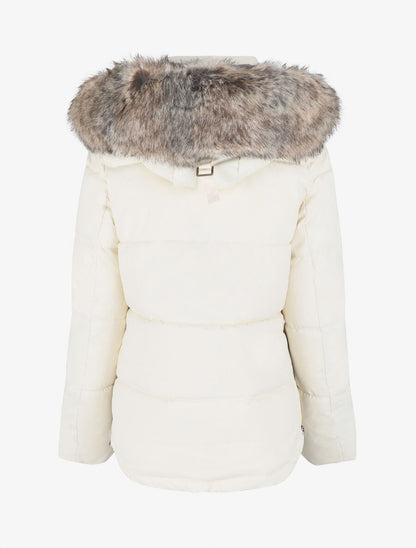 Parka matelassée à capuche fourrée - Écru - 2