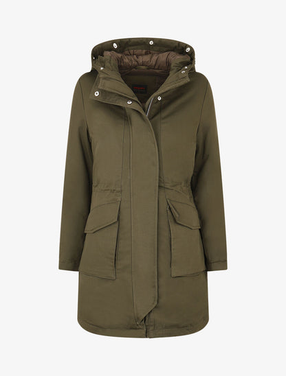 Parka à capuche fourrure synthétique amovible - Kaki/blanc - 4