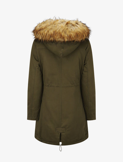 Parka à capuche fourrure synthétique amovible - Kaki/camel - 2