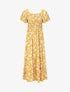 Robe imprimé fleuri à manches élastiquées - Jaune - 1