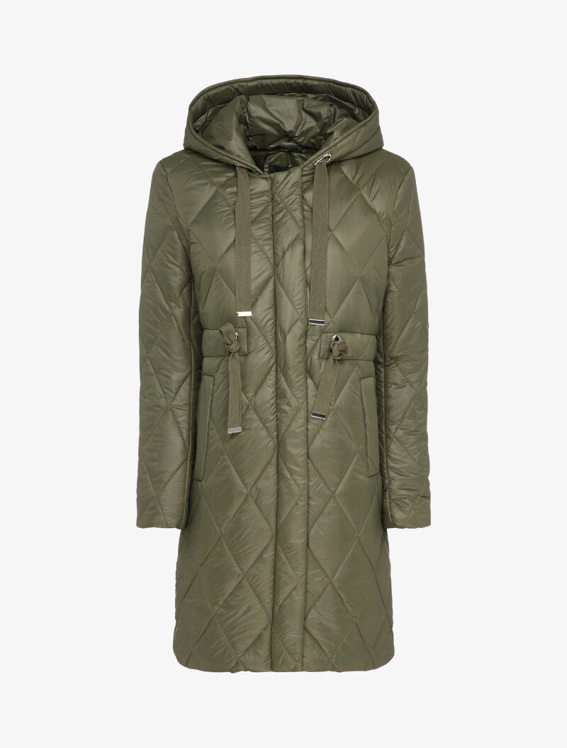 Doudoune matelassée à liens de serrage - Kaki - 1