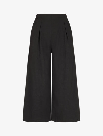 Pantalon uni effet lin - Noir - 4