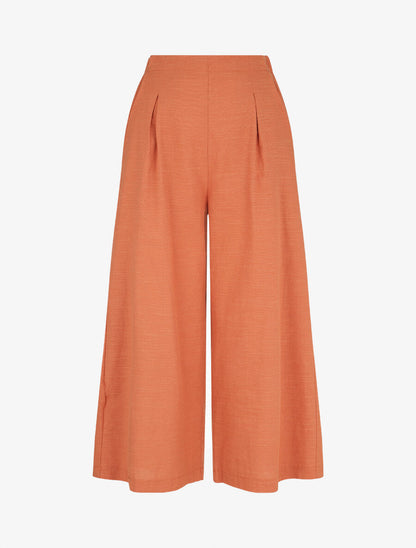 Pantalon uni effet lin - Brique - 1