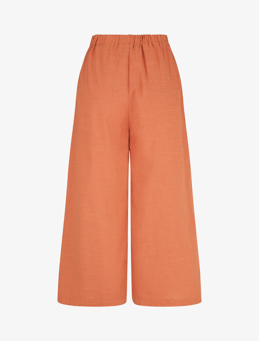 Pantalon uni effet lin - Brique - 2