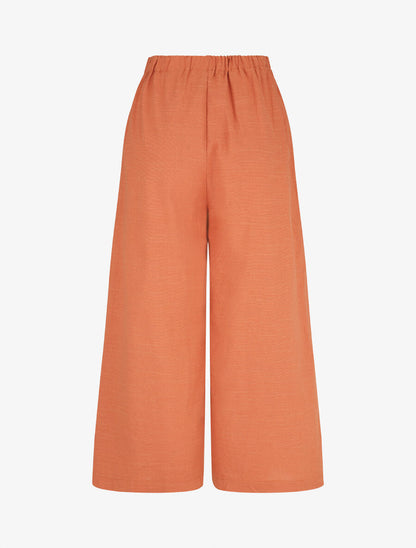 Pantalon uni effet lin - Brique - 2