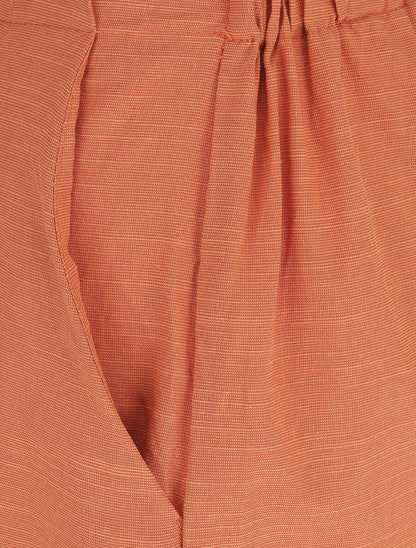 Pantalon uni effet lin - Brique - 3