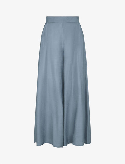 Pantalon ample taille haute élastiquée - Bleu clair - 4
