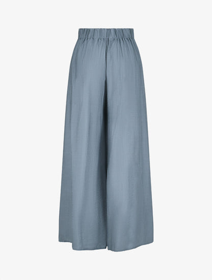 Pantalon ample taille haute élastiquée - Bleu clair - 2