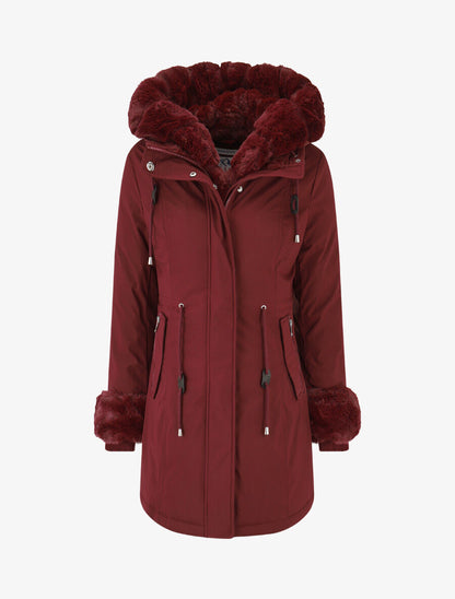 Parka uni à fourrure synthétique amovible - Prune - 5