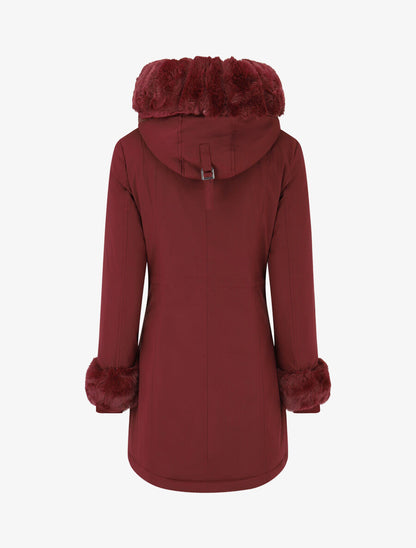 Parka uni à fourrure synthétique amovible - Prune - 2