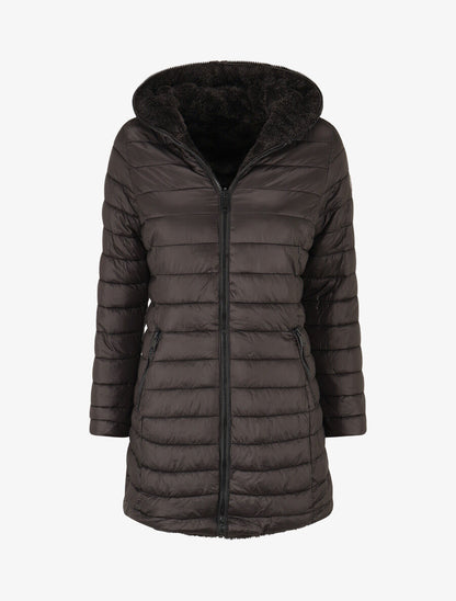 Doudoune réversible uni à capuche - Noir - 6