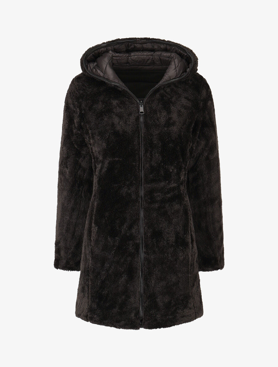 Doudoune réversible uni à capuche - Noir - 4