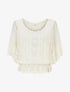 Blouse unie en résille et brodée - Beige - 4