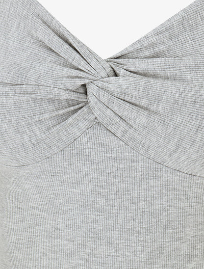 Top côtelé à manches 3/4 - Gris - 3