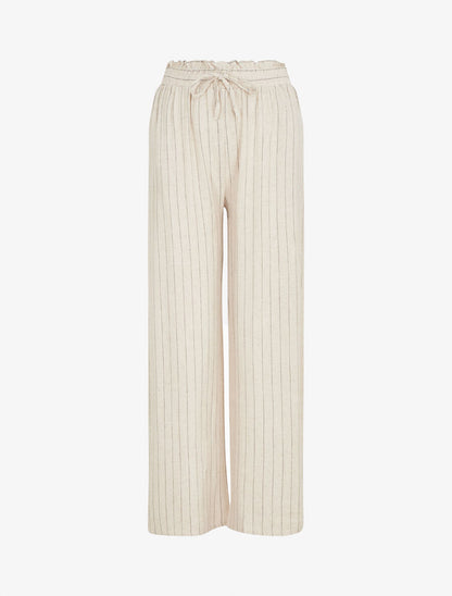 Pantalon ample élastiqué à rayures - Beige - 4