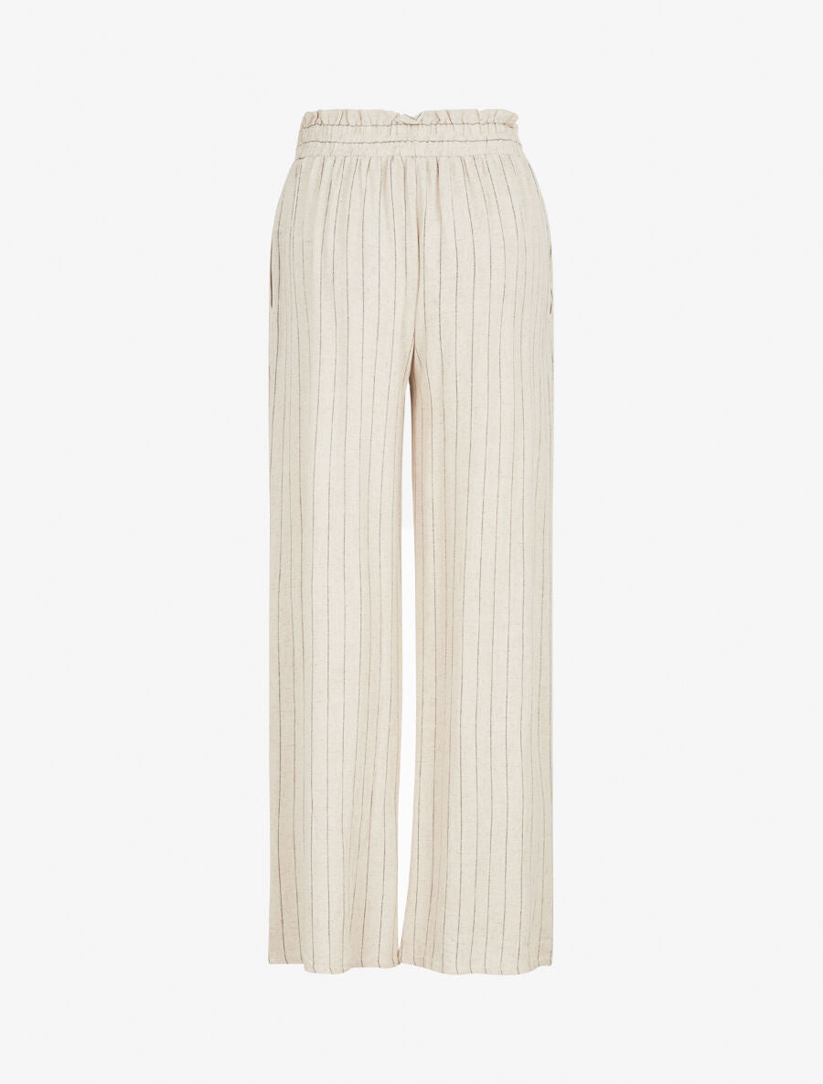 Pantalon ample élastiqué à rayures - Beige - 2