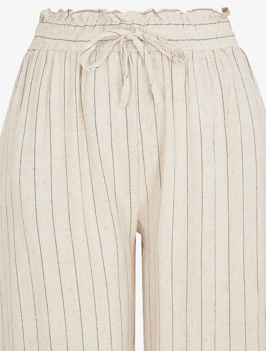 Pantalon ample élastiqué à rayures - Beige - 3