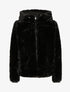 Manteau à capuche en fausse fourrure - Noir - 1