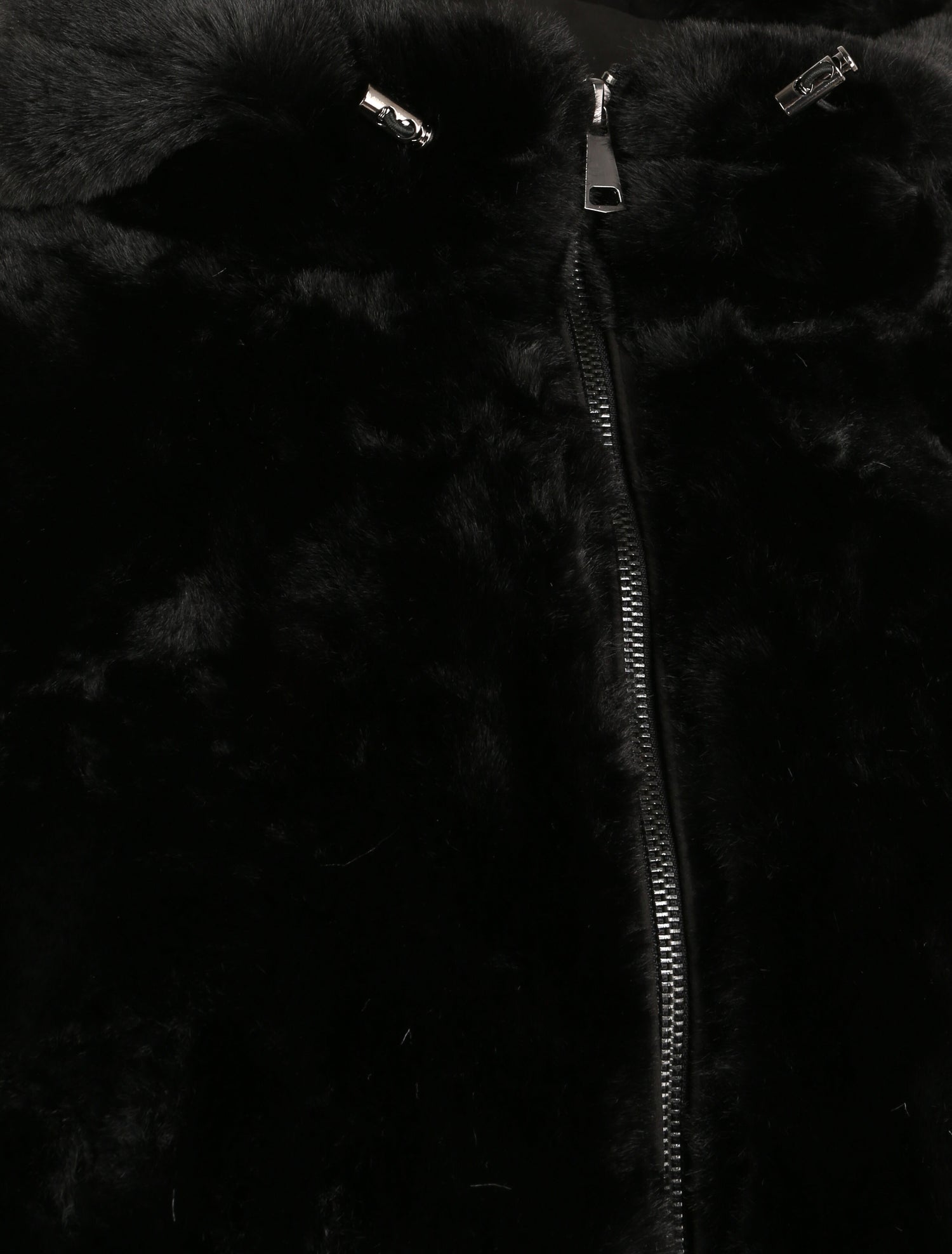 Manteau à capuche en fausse fourrure - Noir - 3