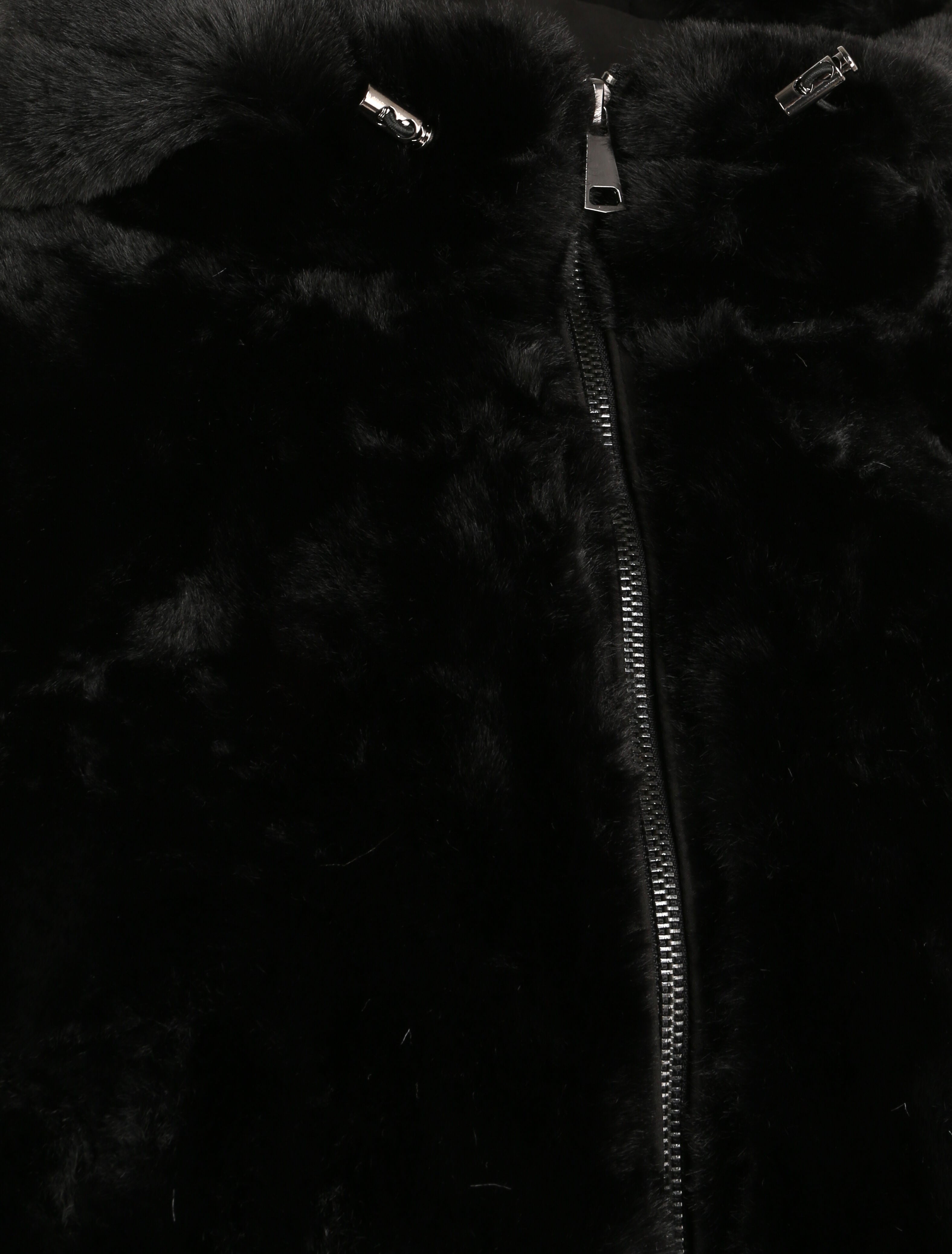 Manteau à capuche en fausse fourrure - Noir - 3