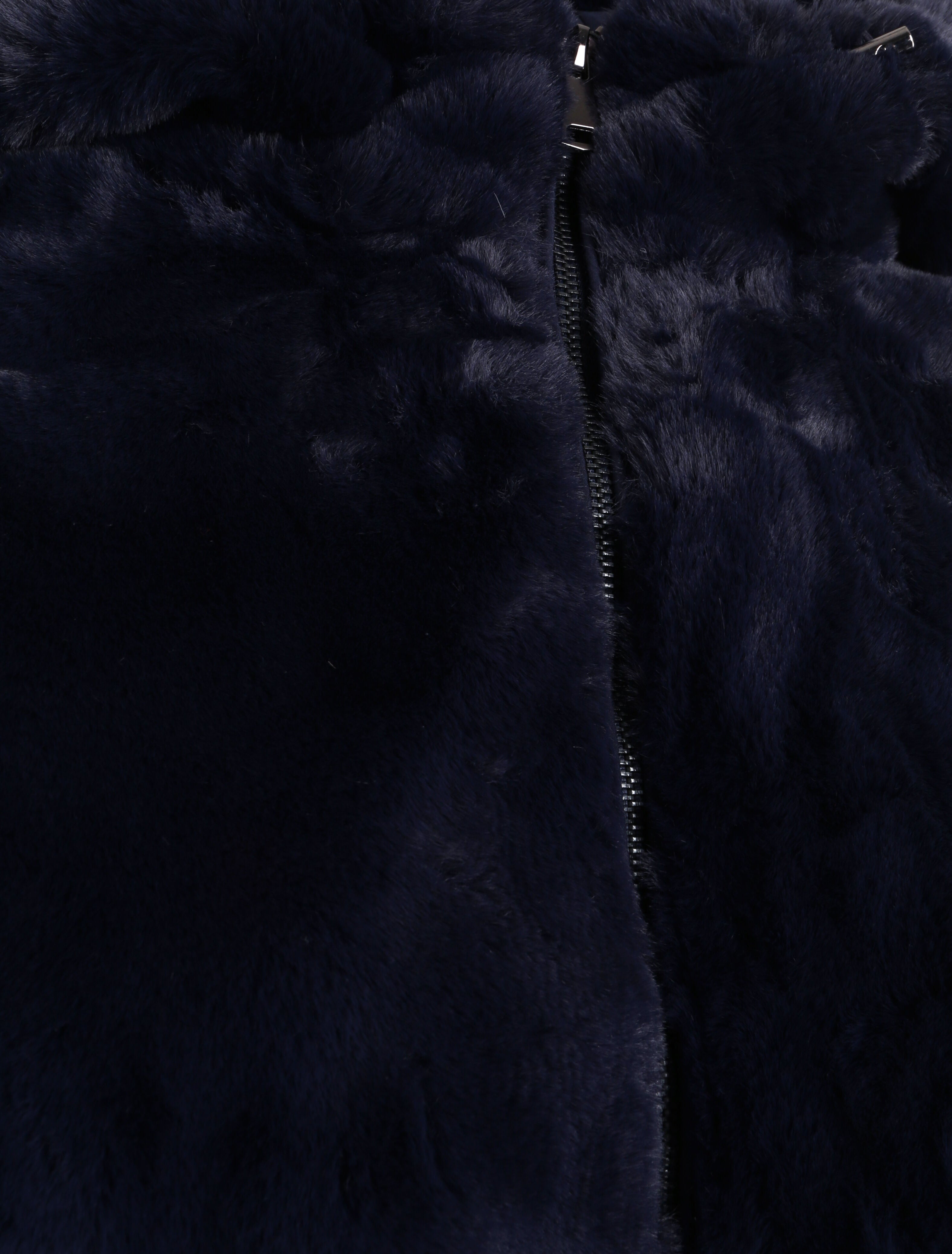 Manteau à capuche en fausse fourrure - Marine - 3