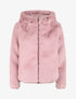 Manteau à capuche en fausse fourrure - Rose poudré - 1