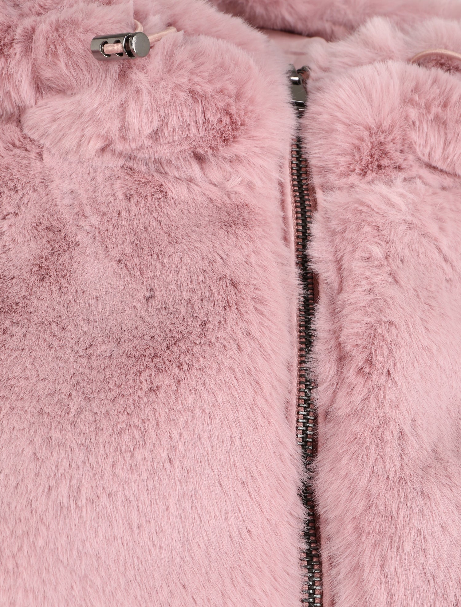 Manteau à capuche en fausse fourrure - Rose poudré - 3