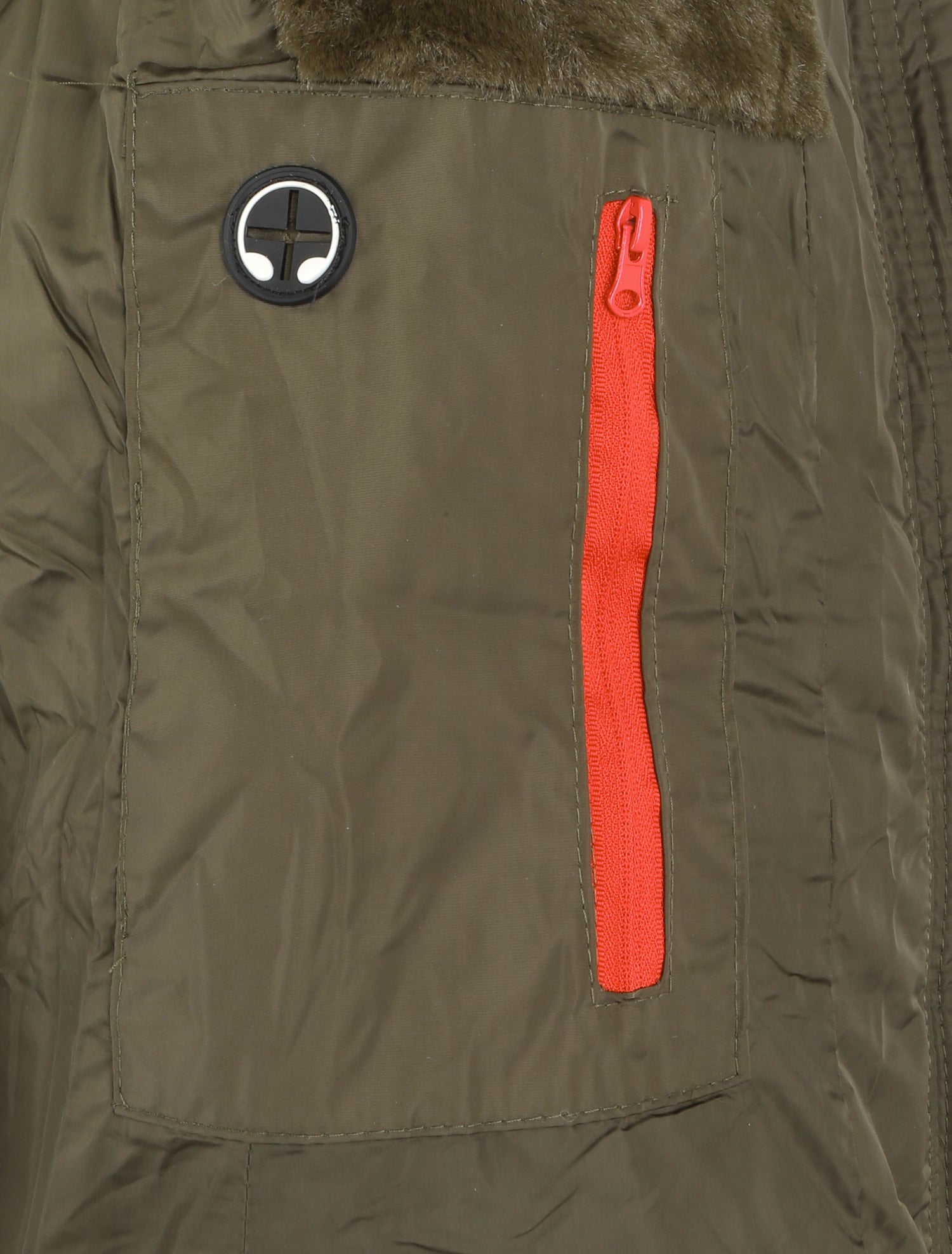 Doudoune mi-longue à poches zippées et capuche - Kaki - 3