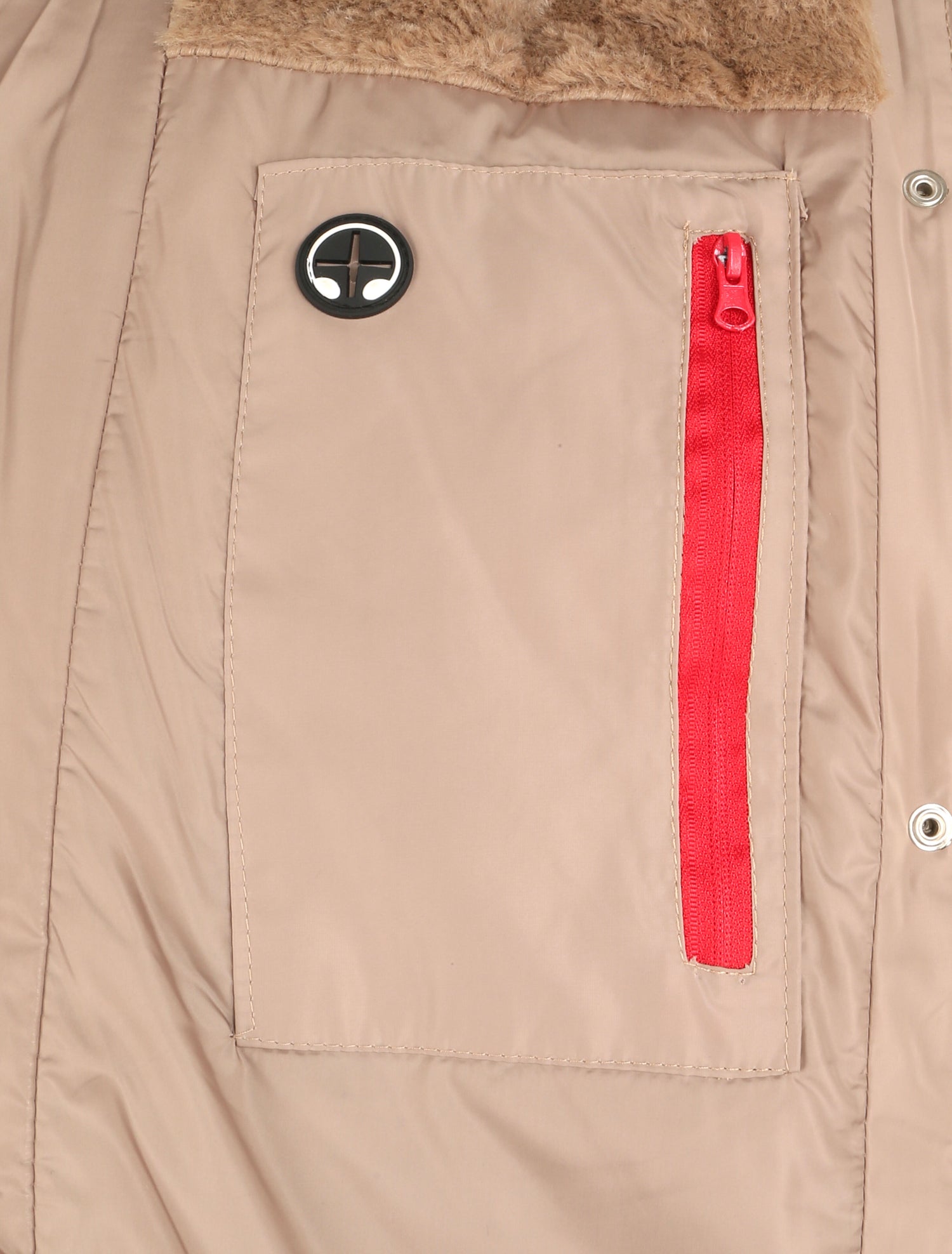 Doudoune cintrée à capuche à détail fausse fourrure - Beige - 3