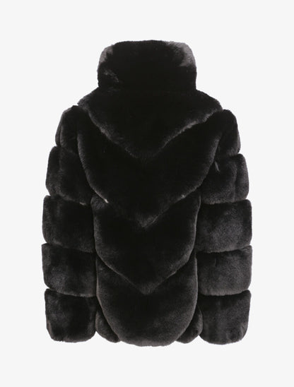 Manteau oversize en fausse fourrure - Noir - 2