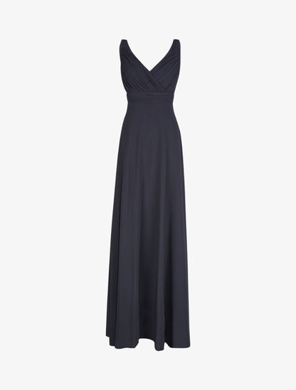 Robe longue empire à détail plissé - Noir - 4
