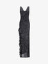 Robe longue à sequins et fente volantée - Noir - 1