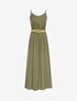 Robe longue unie à bretelles fines - Kaki - 4