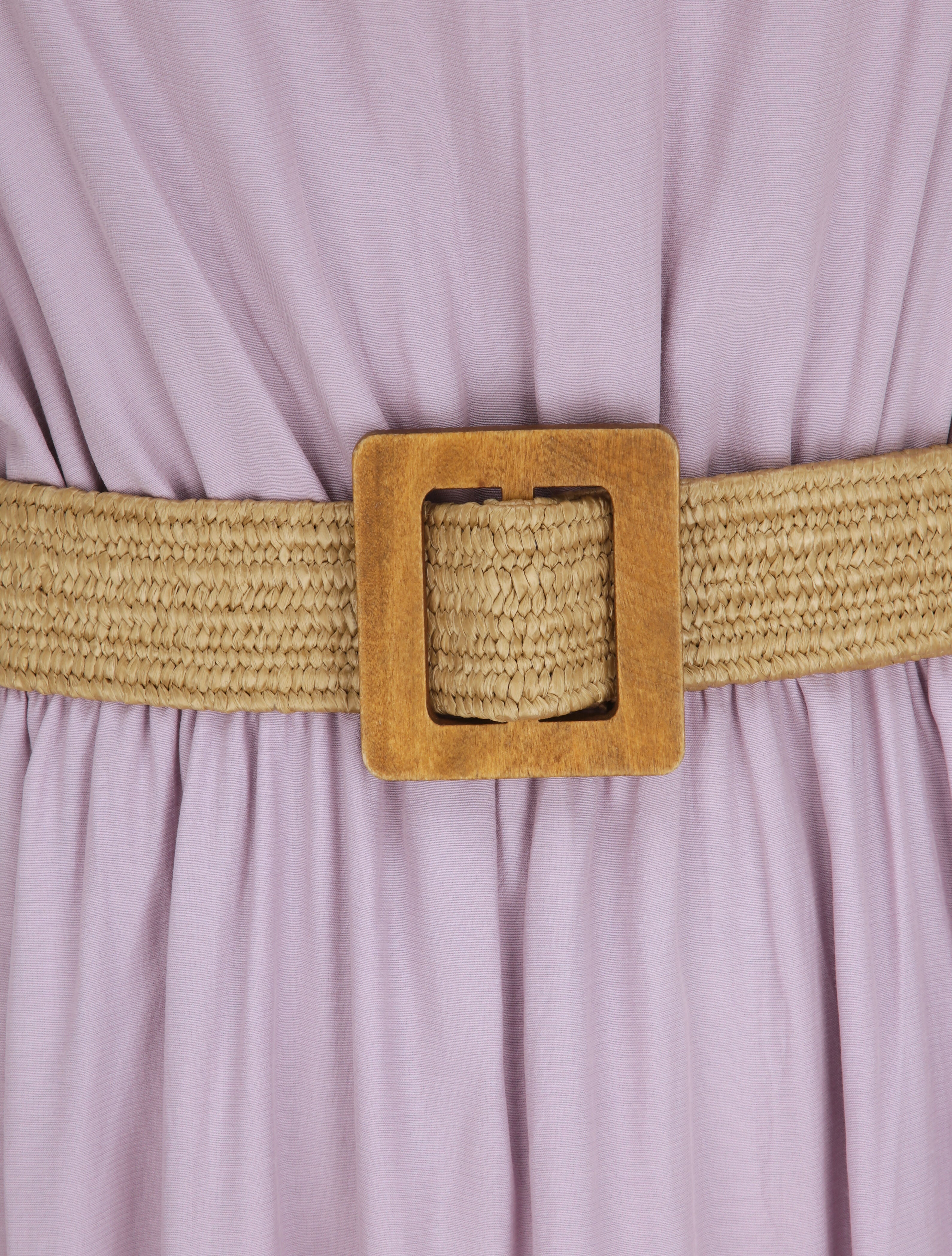 Robe longue unie à bretelles fines - Lilas - 3