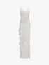 Robe longue à sequins et fente volantée - Beige - 1