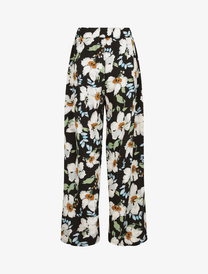 Pantalon wide leg imprimé hibiscus - Noir - 2