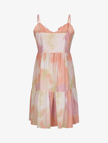 Robe babydoll boutonnée imprimé abstrait - Rose - 3