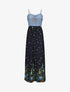 Robe longue empire à corset et imprimé fleurs des champs - Marine - 1