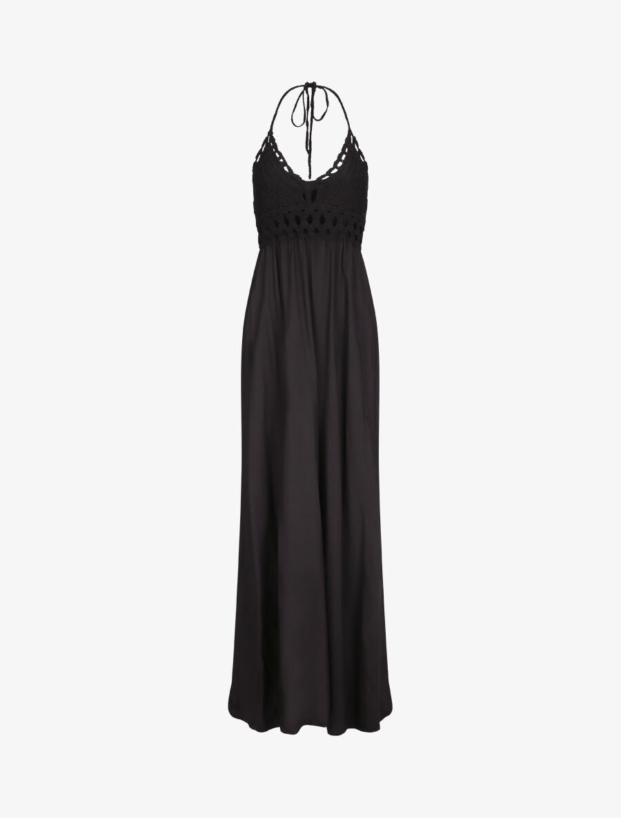 Robe empire uni à dos nu - Noir - 1