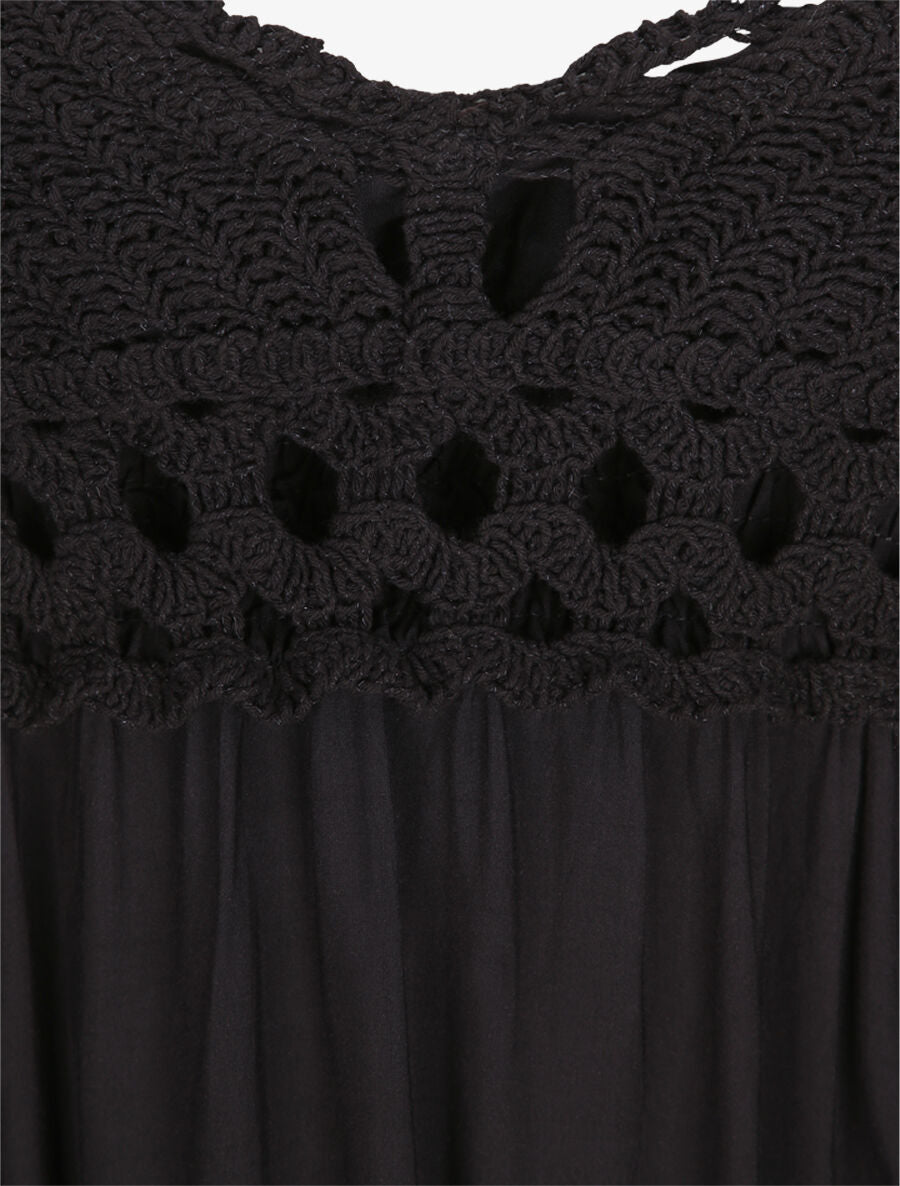 Robe empire uni à dos nu - Noir - 3