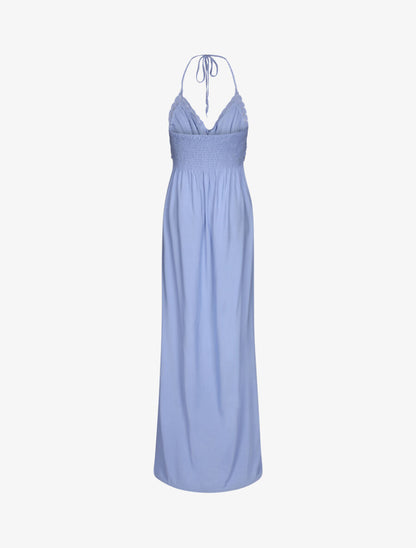 Robe empire uni à dos nu - Bleu clair - 2