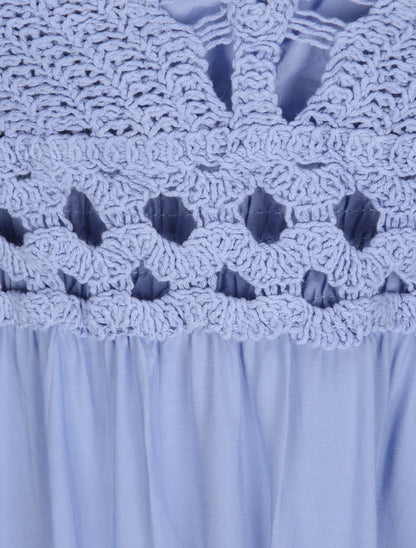 Robe empire uni à dos nu - Bleu clair - 3