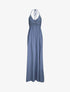 Robe empire uni à dos nu - Bleu - 4