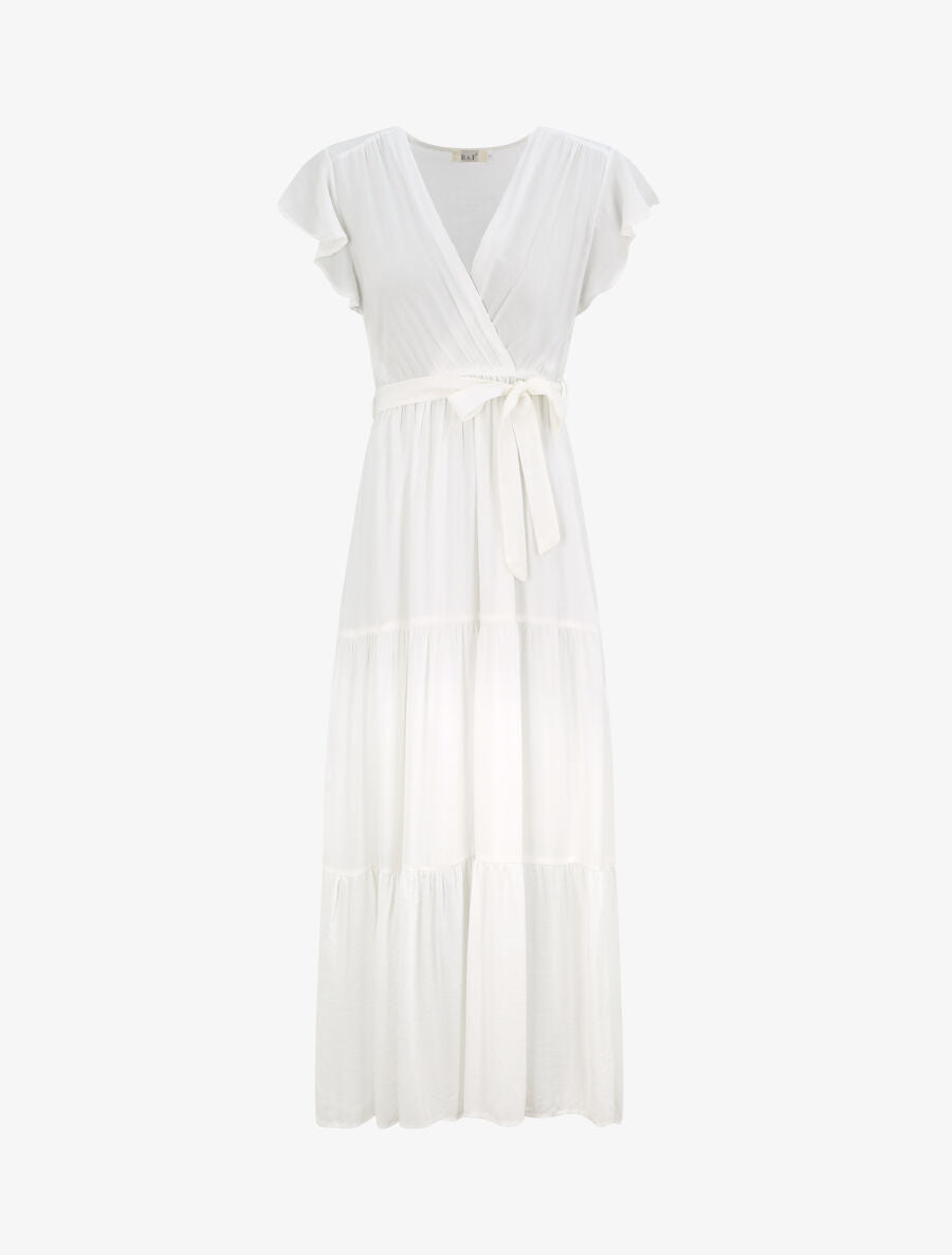 Robe empire à manches volantées - Blanc - 1