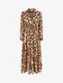 Robe longue cache-coeur à imprimé feuilles stylisées - Kaki - 1