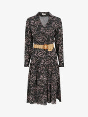 Robe longue à imprimé fleurs des champs - Noir - 1