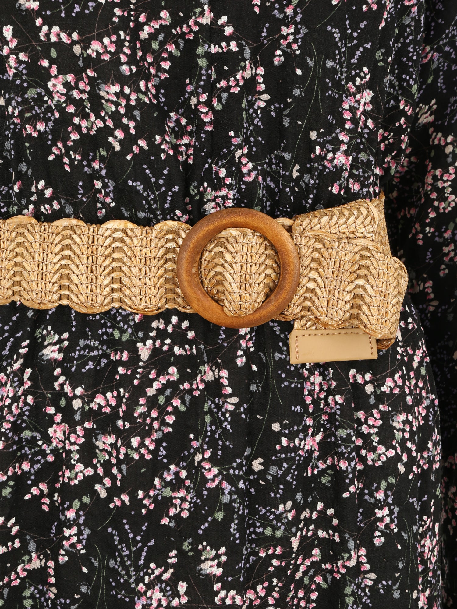 Robe longue à imprimé fleurs des champs - Noir - 3