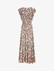 Robe longue à imprimé fleurs printanières - Beige - 4